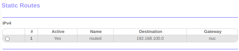 Screenshot of setting a static route in the router for the lab network